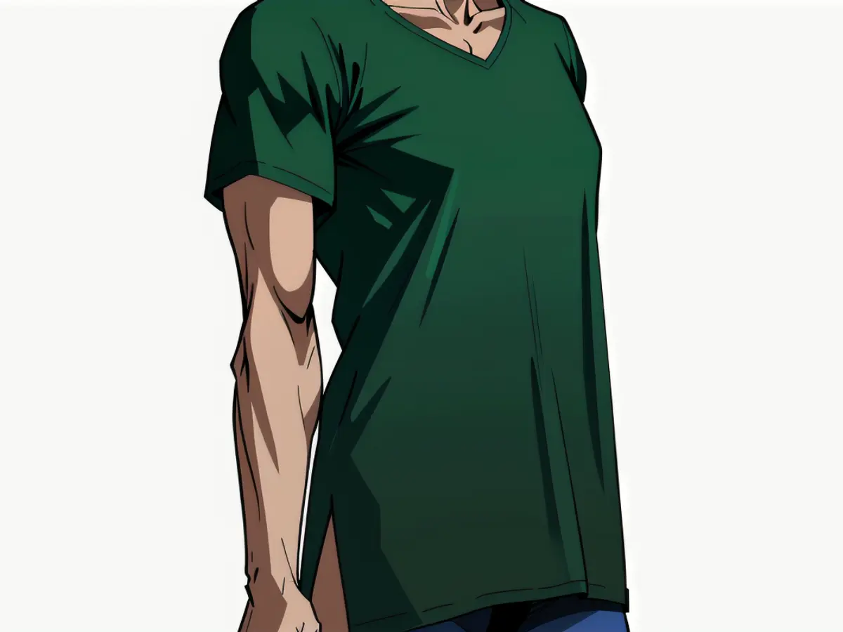 V-neck t-shirt in green color Round-necked green pullover shirt