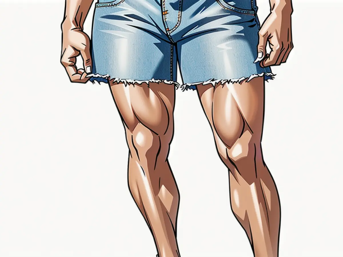 Model showcasing denim shorts Model showcasing denim shorts