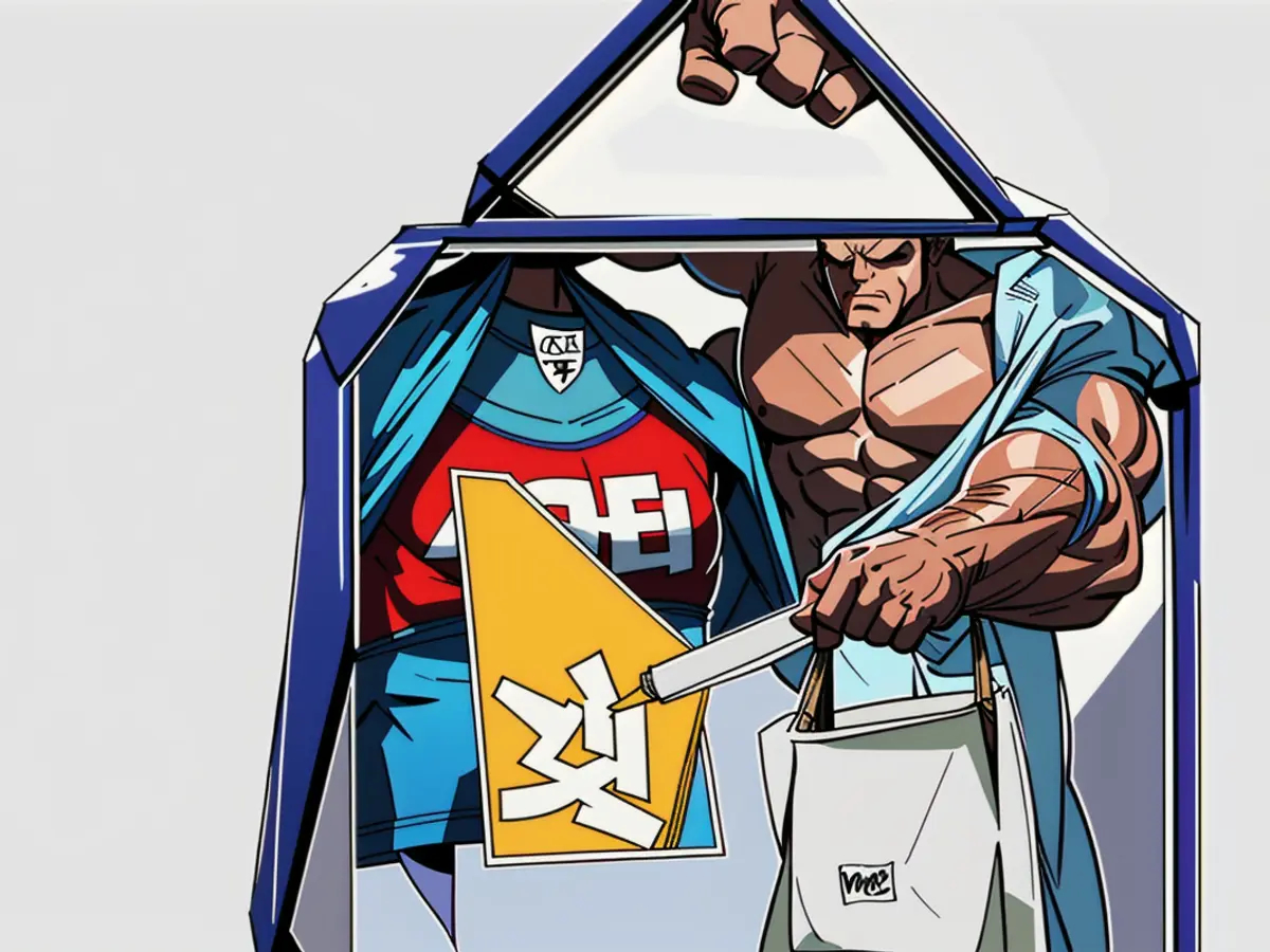 Individual gripping a transparent bag with blue edging, loaded with hygiene items like toothpaste, toothbrush, shampoo, etc.