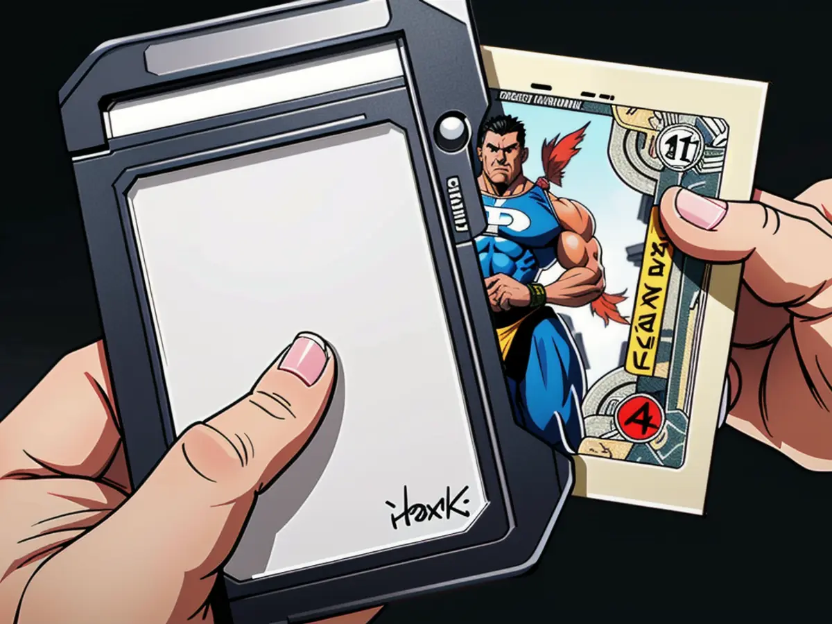 Black wallet being demonstrated, illustrating its capacity for carrying both cards and money.