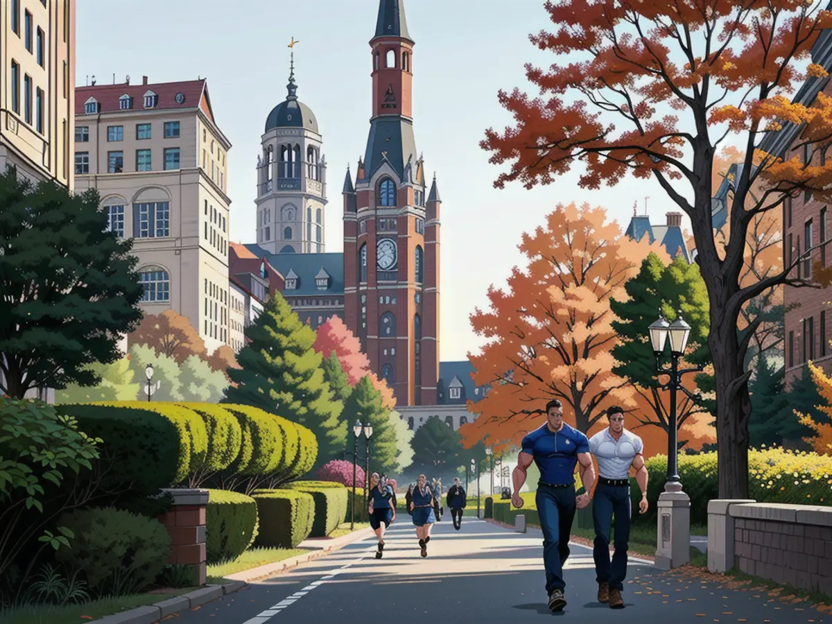 Campus of Cornell University bustling with activity on Nov 3rd, 2023, in Ithaca, New York. Students and faculty traverse Cornell University's campus on November 3, 2023, within Ithaca, New York.
