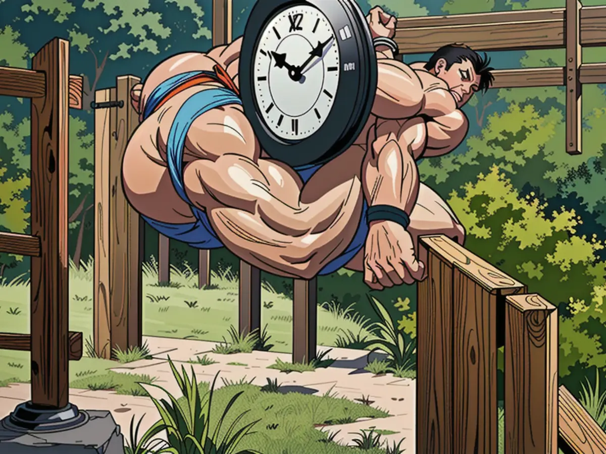 Weather clock affixed to a wooden fence post