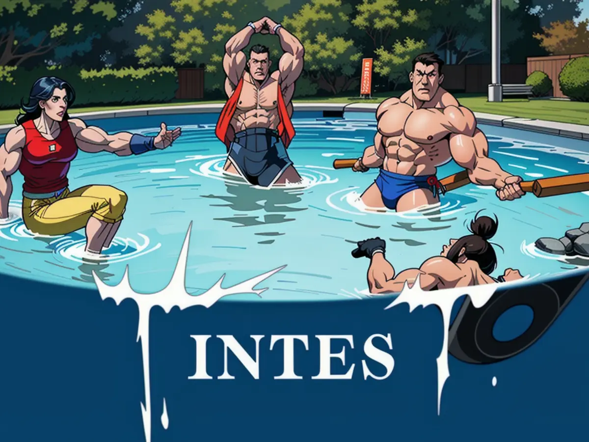 Swimmers frolicking in a water body