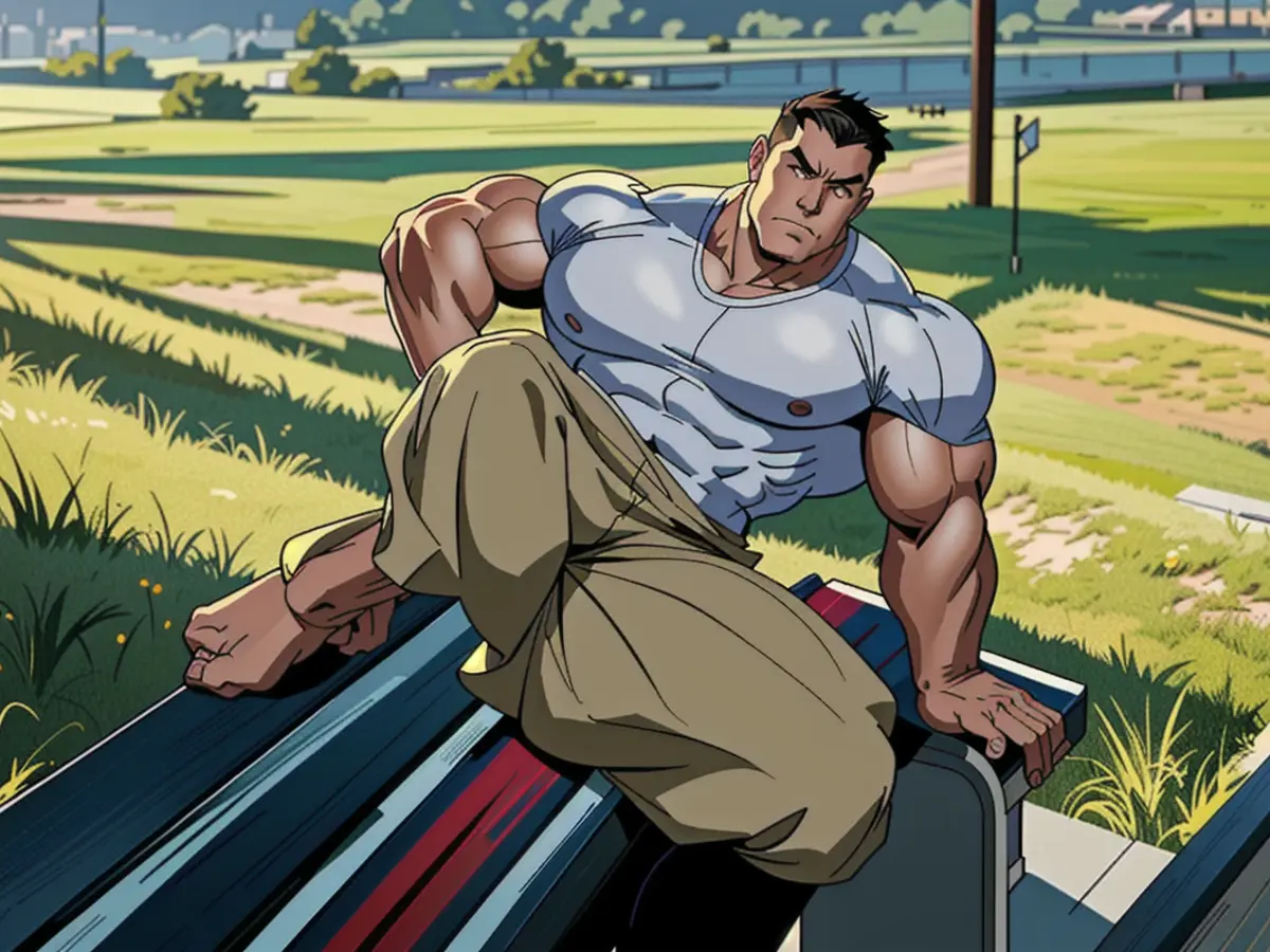 Bench-seated Reviewer Clad in Beige Footwear Crosses Ankles During Outdoor Assessment