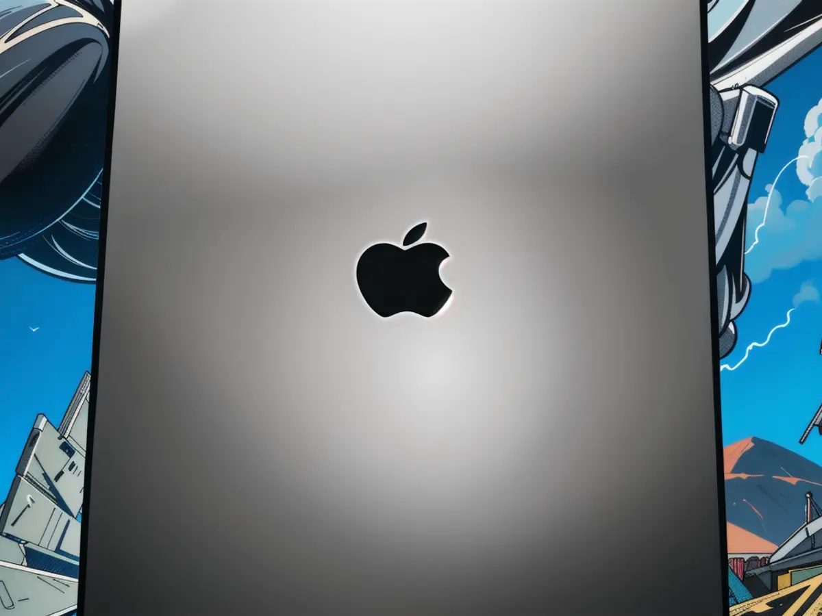 iPad Exposed: Space Gray Hue and Apple Logo in Full View, as Perceived by the Same Reviewer iPad Exposed in Review, Displaying Space Gray Hue and Apple Branding on Rear Side