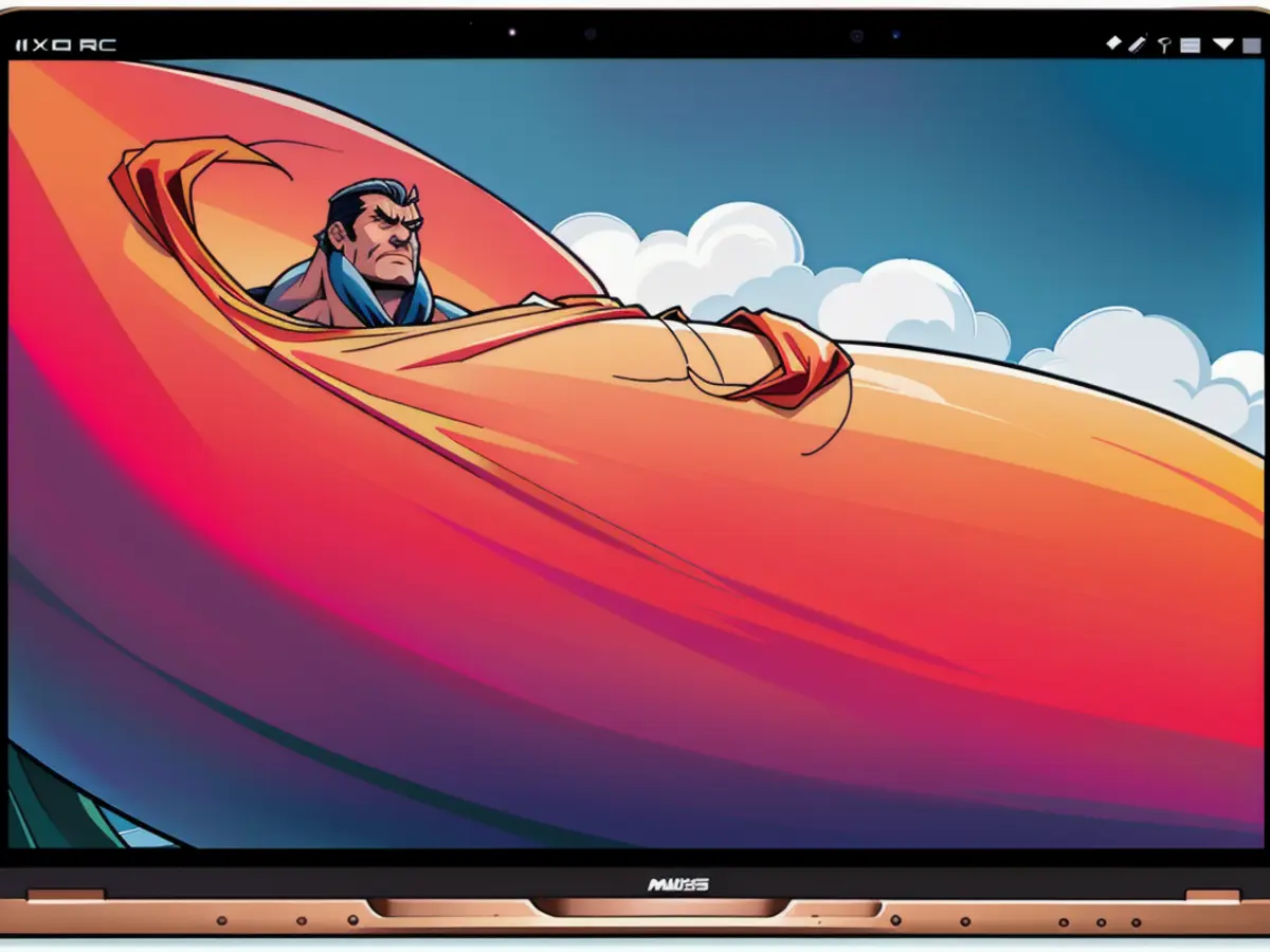 Gold-hued laptop device Gold-toned portable computing device