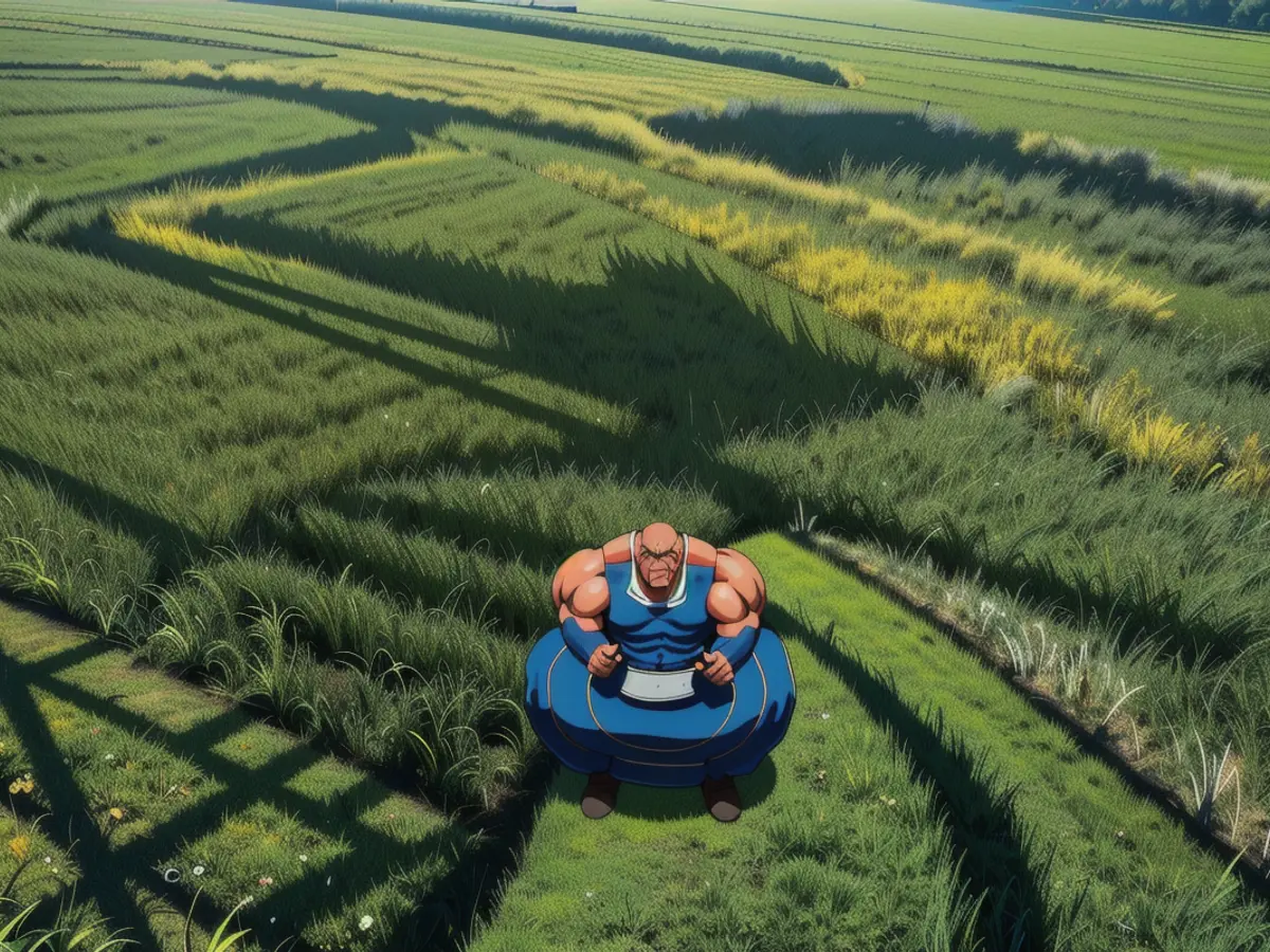 Picture of the Lawn Mowing Robot at Work on the Green Lawn Image of a reviewer operating a robotic lawnmower on verdant turf