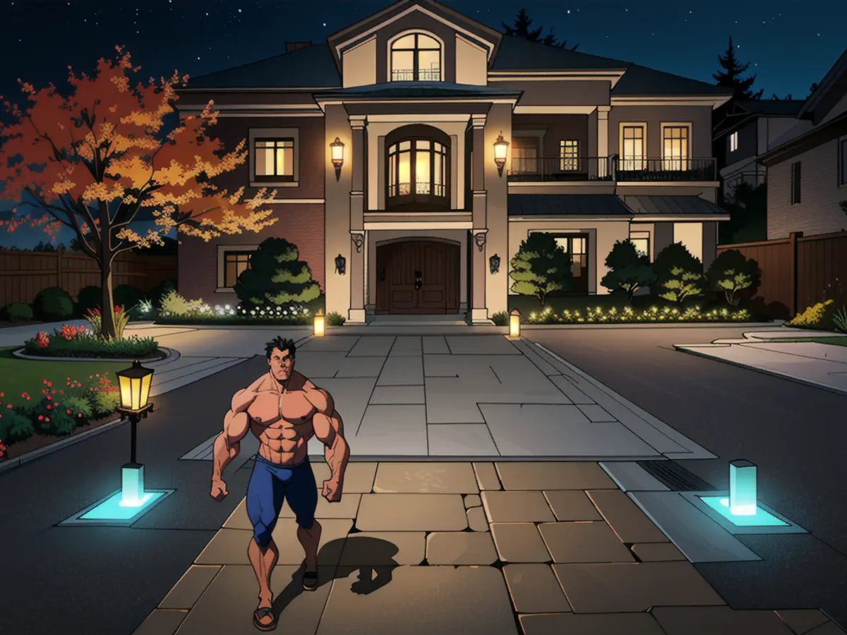 Front porch illumination highlights as pathway lights glow around reviewer's walkway. Image evaluation displaying the glow from walkway lights customizing the home's façade.