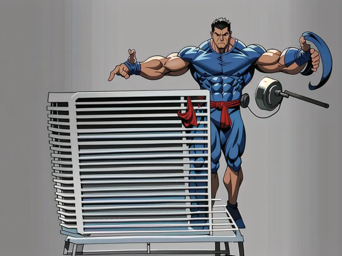Image showing a cord organizer in use on a compact fan for tidy cable management Picture showing the utilization of a cord organizer on a compact fan by a critic