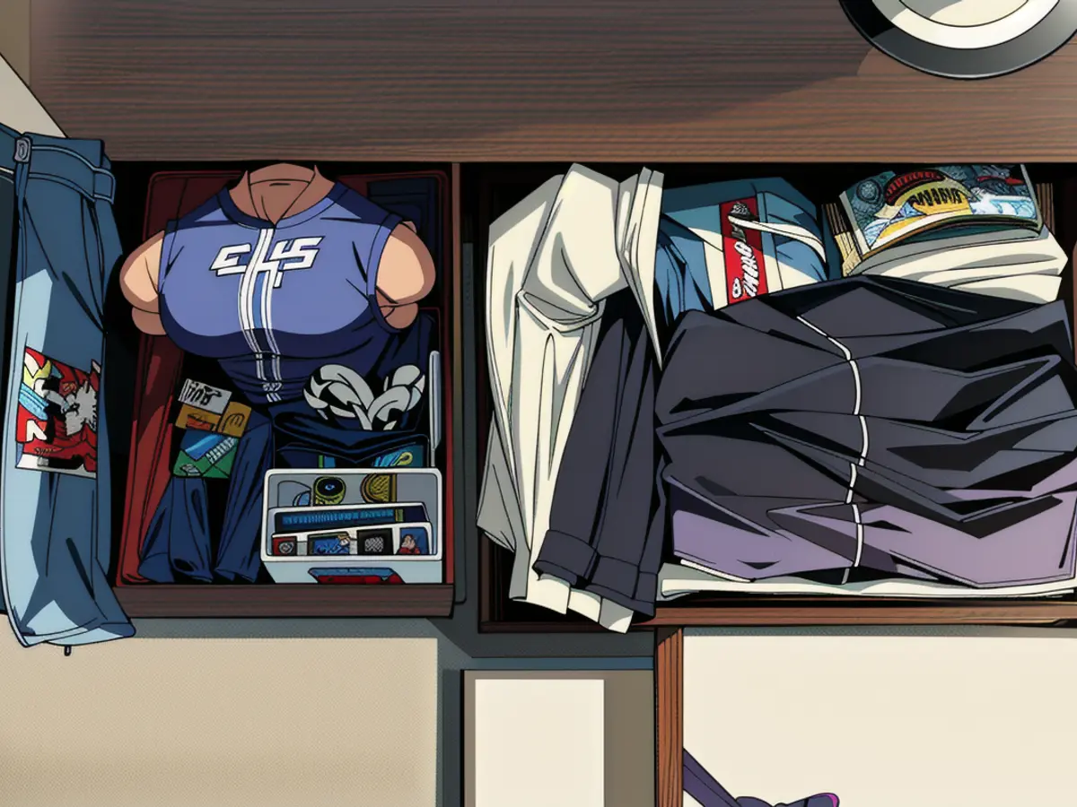 Photograph of reviewer unveiling underwear and sock storage in their bedroom wardrobe Underwear and sock organizer visible in reviewer's dresser drawer, as revealed by a photograph.