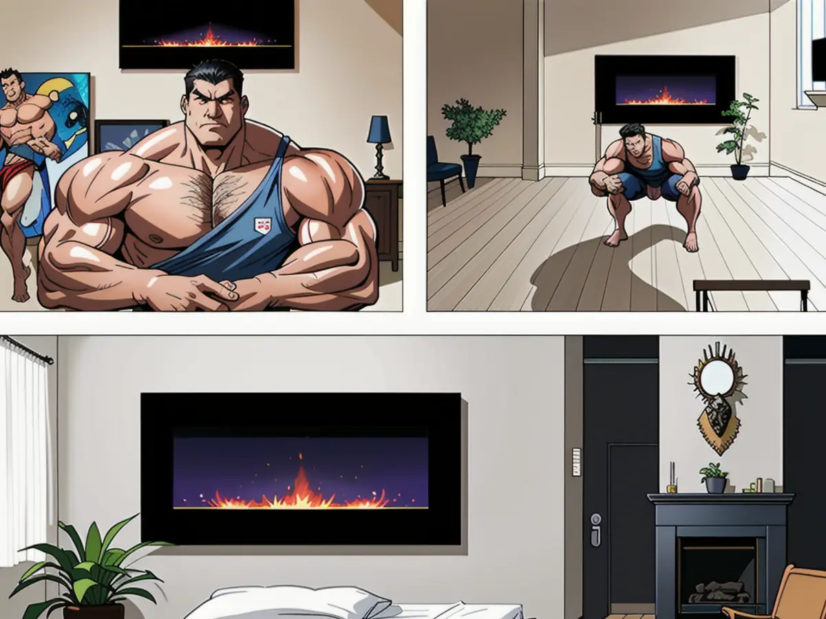Electric fireplace mounted in bedroom, living room, or kitchen Electric fireplace mounted on walls suitable for bedrooms, living rooms, or kitchens