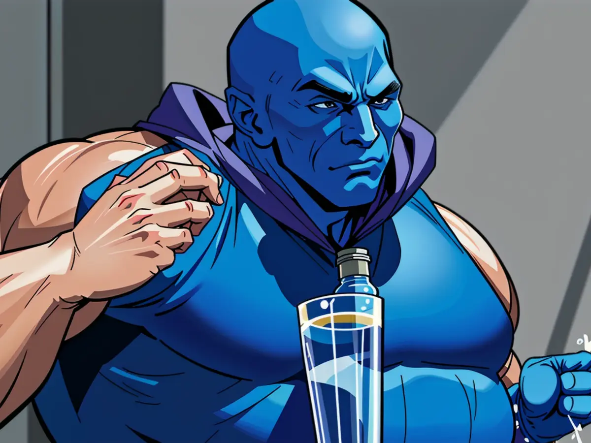 User drinking from a water bottle
