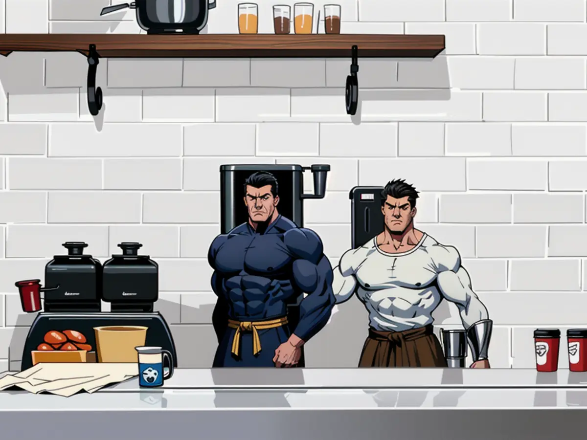 Kitchen appliance: coffee maker in black color Kitchen appliance: black coffee maker in usage