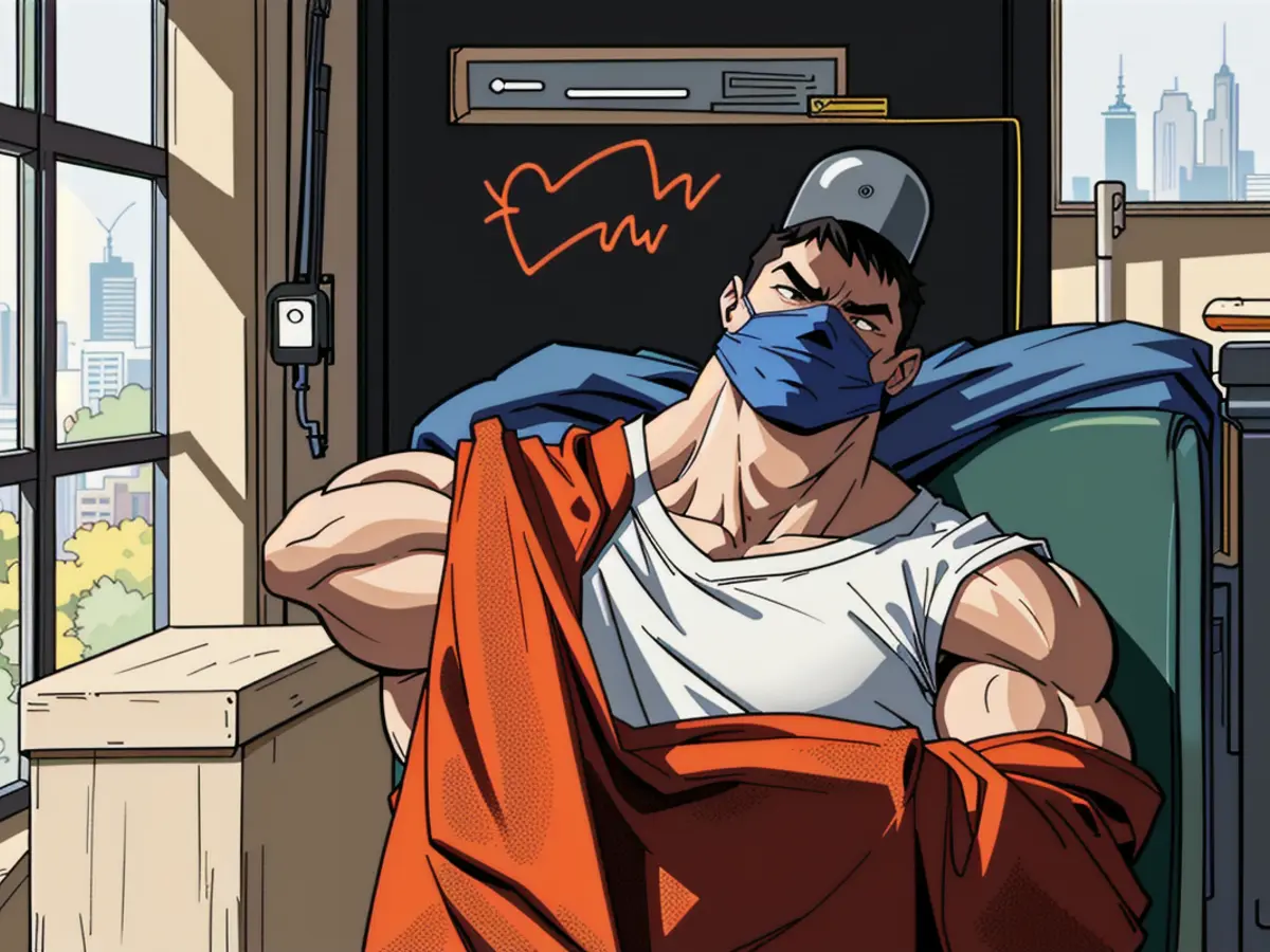 Red-brown accent chair in focus