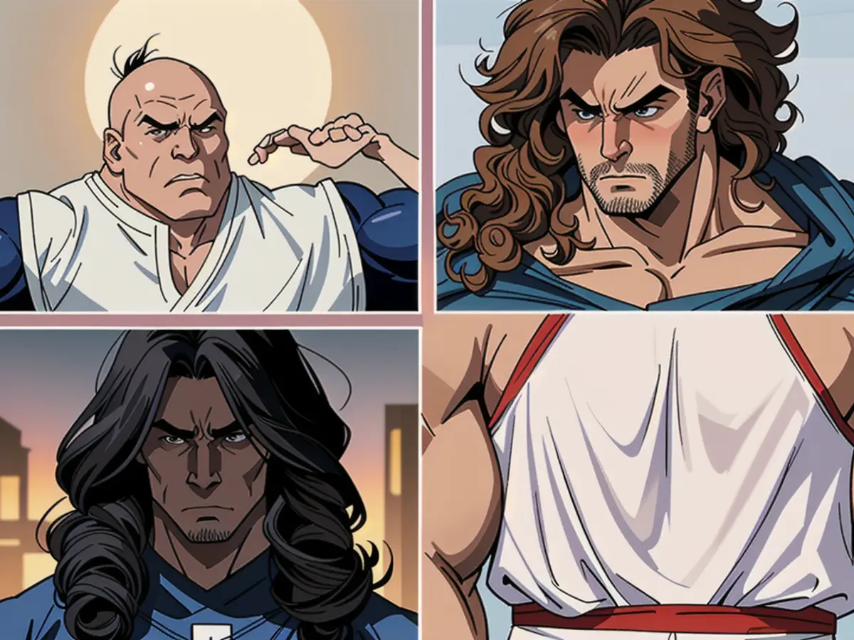 Transformed looks of models flaunting straightened, wavy, and curly tresses Transformed looks: Side-by-side images showcase differences in straight, wavy, and curly-haired models