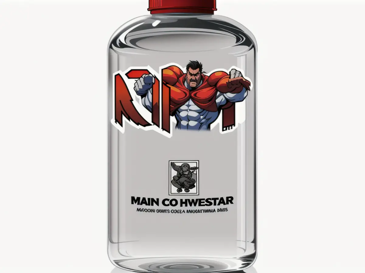 A container, visibly marked with shades of grey and red, housing a hair-related product. Red and grey hair care container with product inside