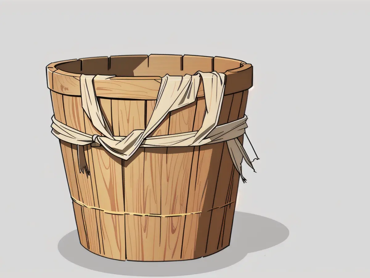 Woven, earthy-toned rubbish bin