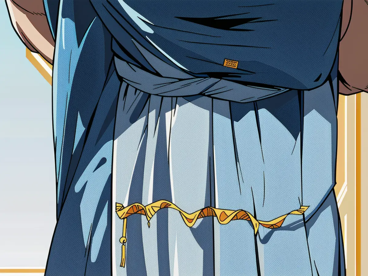 Distressed blue denim cloth partition