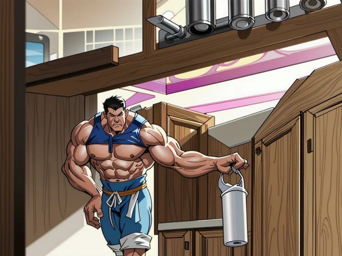 Image shows a writer's kitchen cabinet, showcasing Mounted Command hooks used to suspend Measuring cups and spoons. Image displaying a writer's kitchen cabinet, showcasing Command hooks used for hanging measuring cups and spoons.