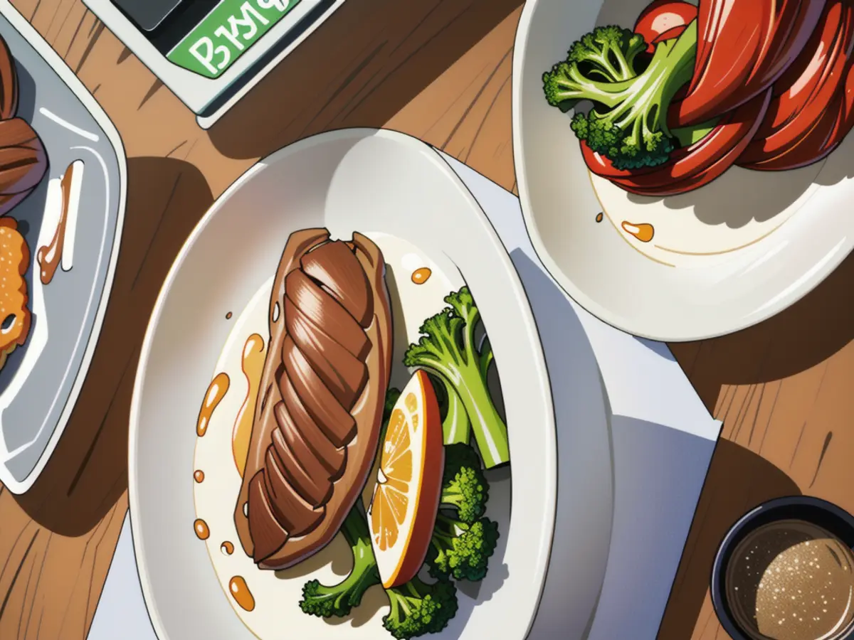 Crispy Chicken Cutlet Covered in Brown Sugar Glaze Served with Sesame-Seasoned Broccoli Crispy Chicken Cutlet, Brown Sugar Glaze Accenting, Sesame-Coated Broccoli Side Dish