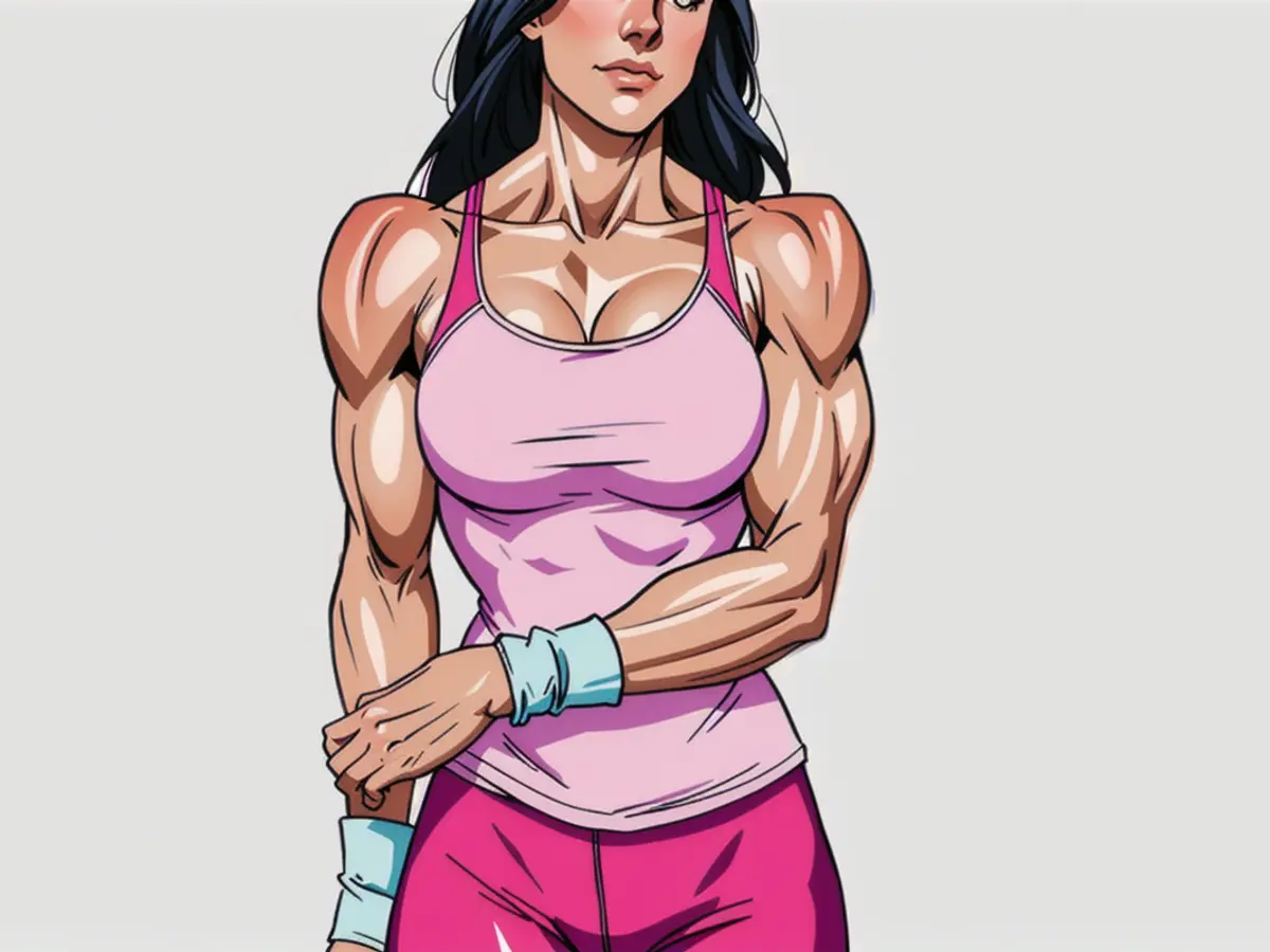 Female model donning a pink halter-style crop top. Model adorning a high-cut pink tank top.