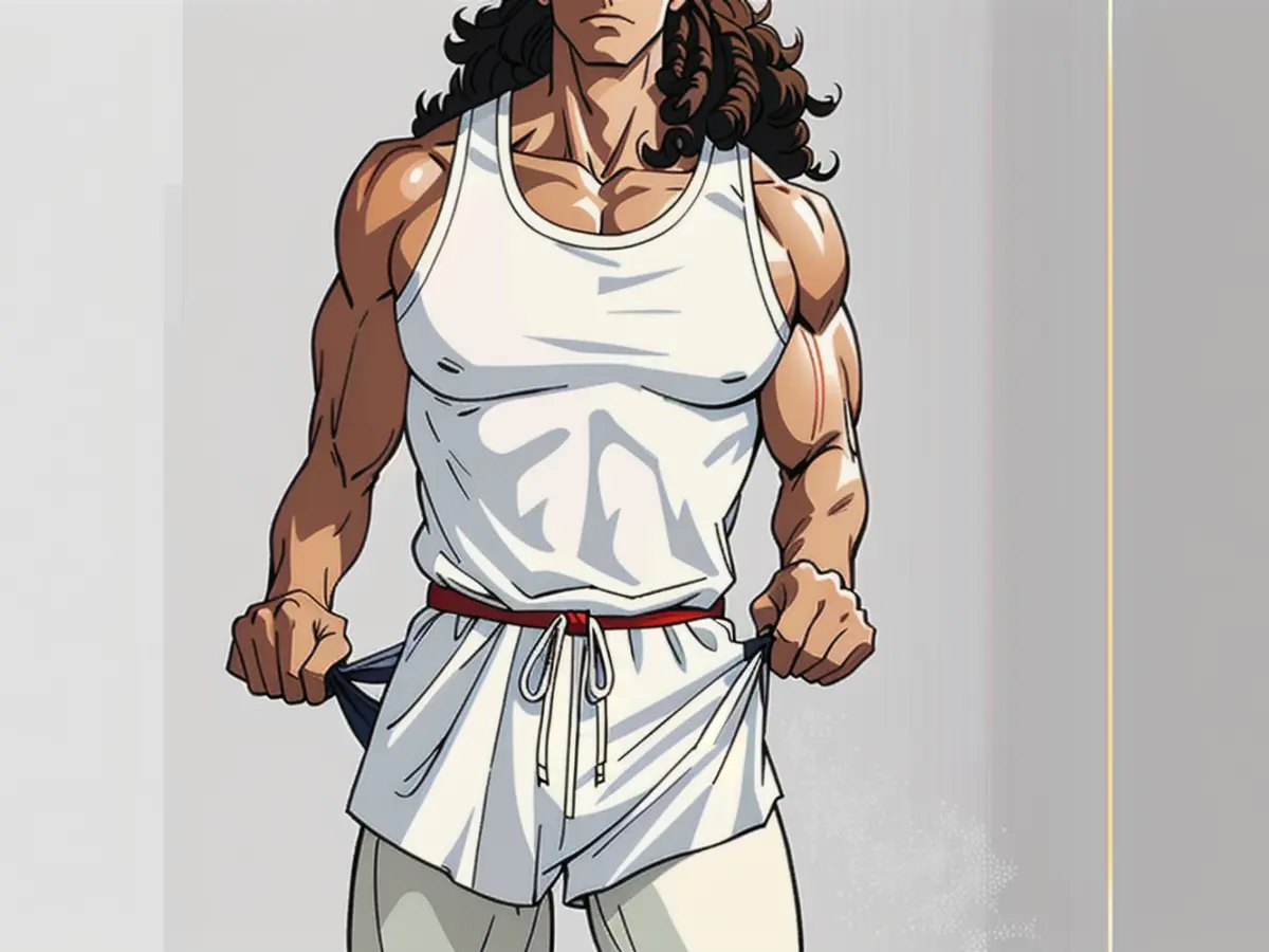 White-clad model accessorized with brown shorts and handbag. White-clad model sports brown shorts and handbag accessory.