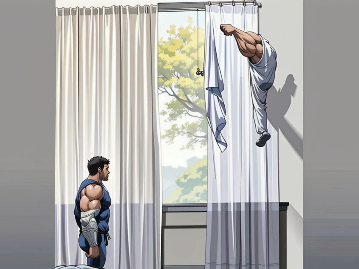 Two gray-toned curtains among the set Two gray-hued curtain panels from a set.