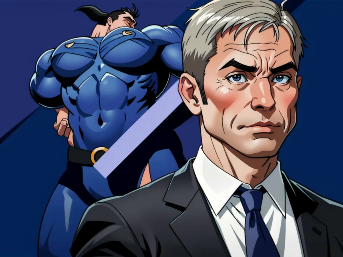 Jair Netanyahu is prominently displayed in the foreground; in the background stands his father, Benjamin Netanyahu.