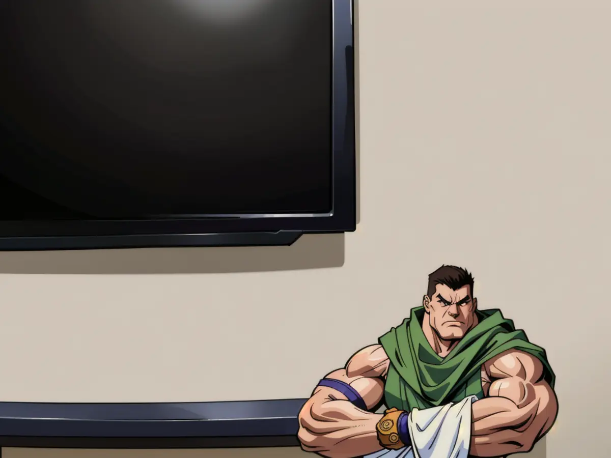 Close-up image of a BuzzFeed employee's television, featuring a beige cable cover. A close-up image of a BuzzFeed employee's TV, displaying a beige cable cover.