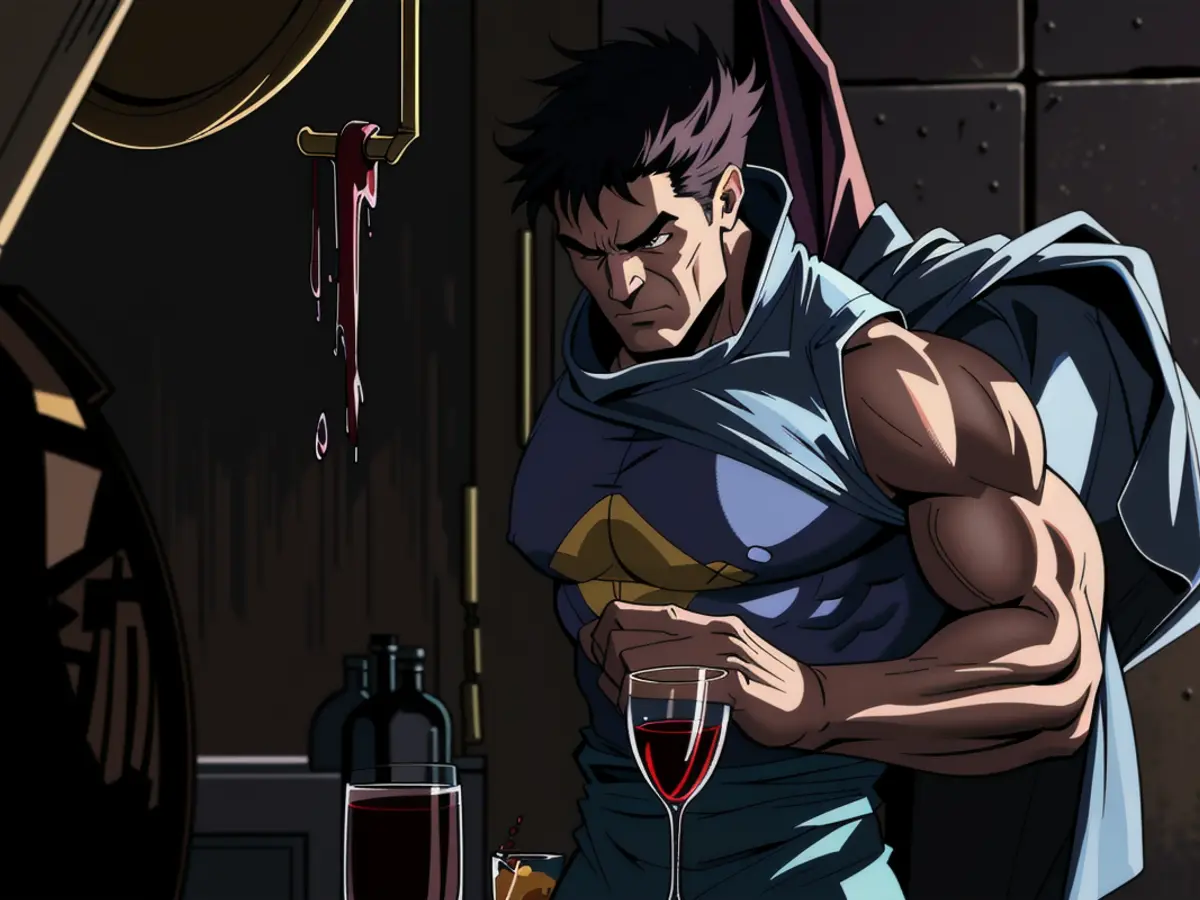 Wine enthusiast pours crimson liquor into a goblet employs TenTen wine aerator device. Woman pours red vino into a goblet with the TenTen wine aerator device