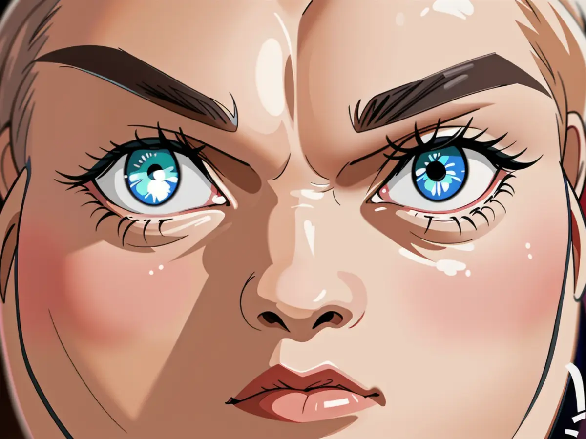 A BuzzFeed editor, one eye adorned with mascara to highlight marked disagreement in eye length. Editor at BuzzFeed sporting visibly different eye lengths, adorned with a single streak of mascara