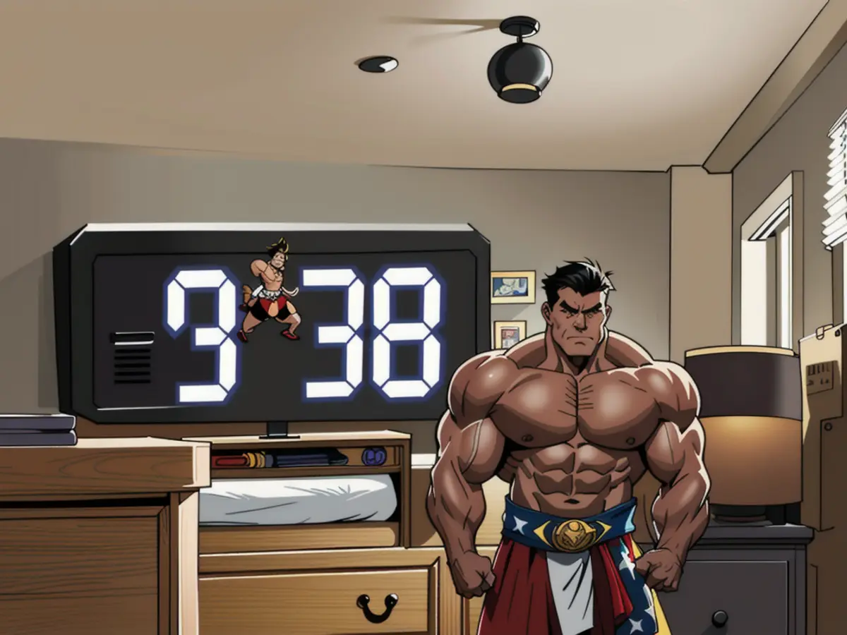 Nightstand alarm clock under scrutiny by critic Nightstand alarm clock under evaluation by critic.