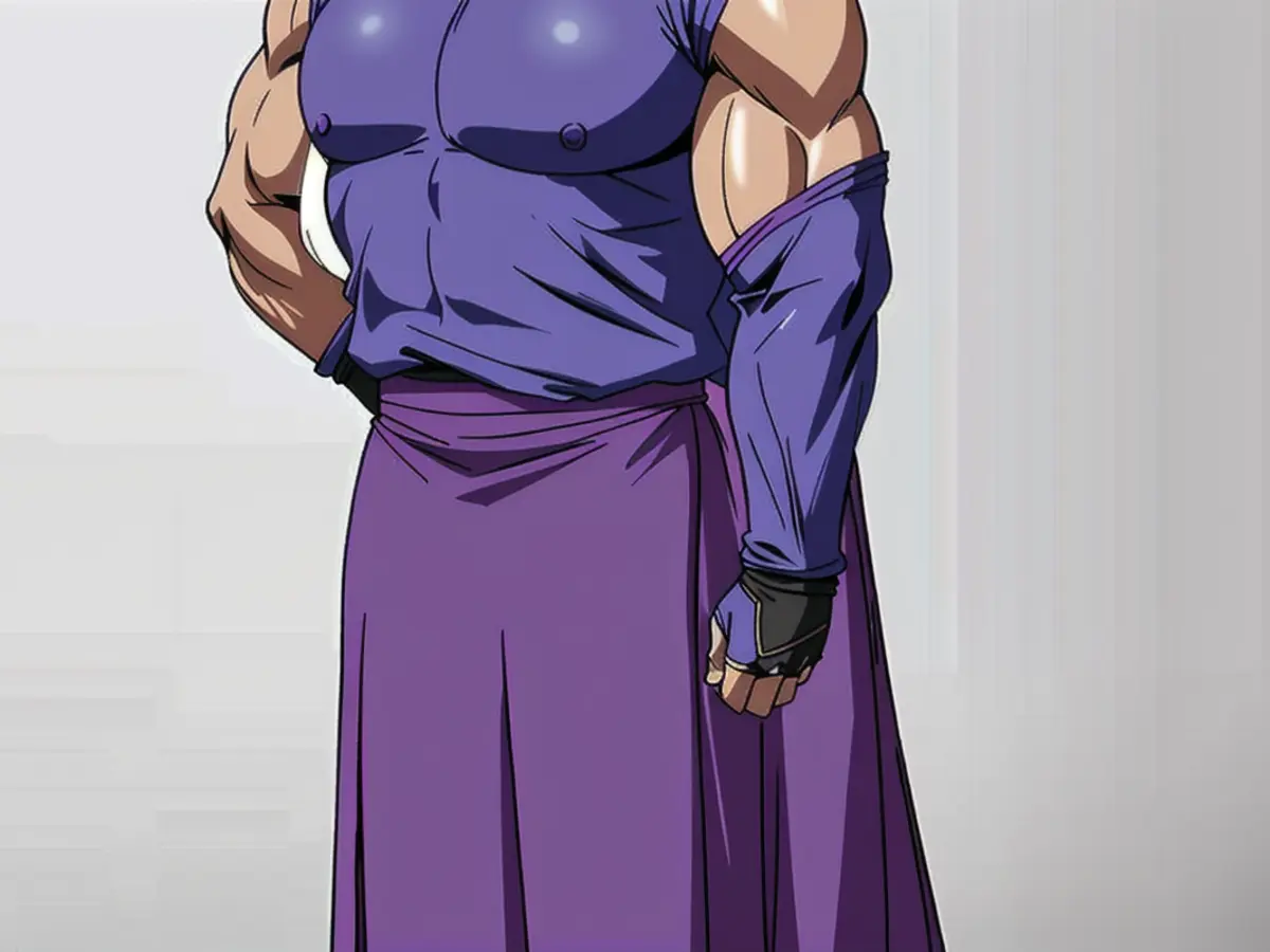 Individual adorned in a lengthy purple maxi skirt. Woman donning a long, purple skirt in fashionable attire