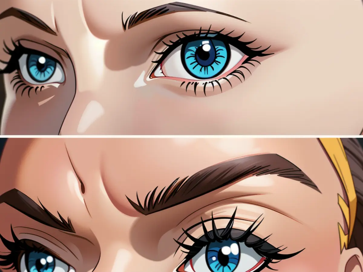 Mascara's application revealed longer, visible light lashes for both prior and subsequent applications. Demonstrating the mascara transformed sparse lashes into noticeable, extended ones