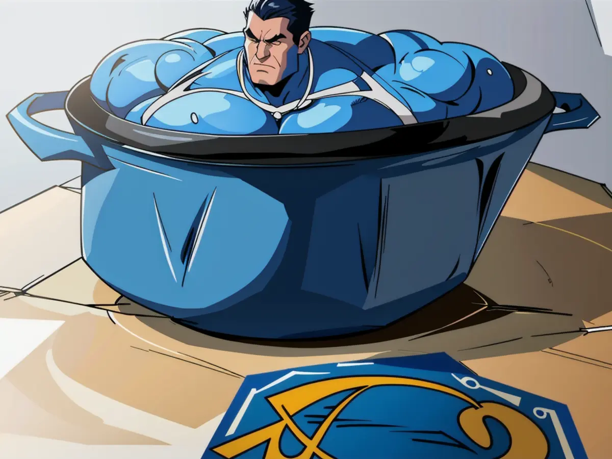 Cooking vessel with a blue exterior hue