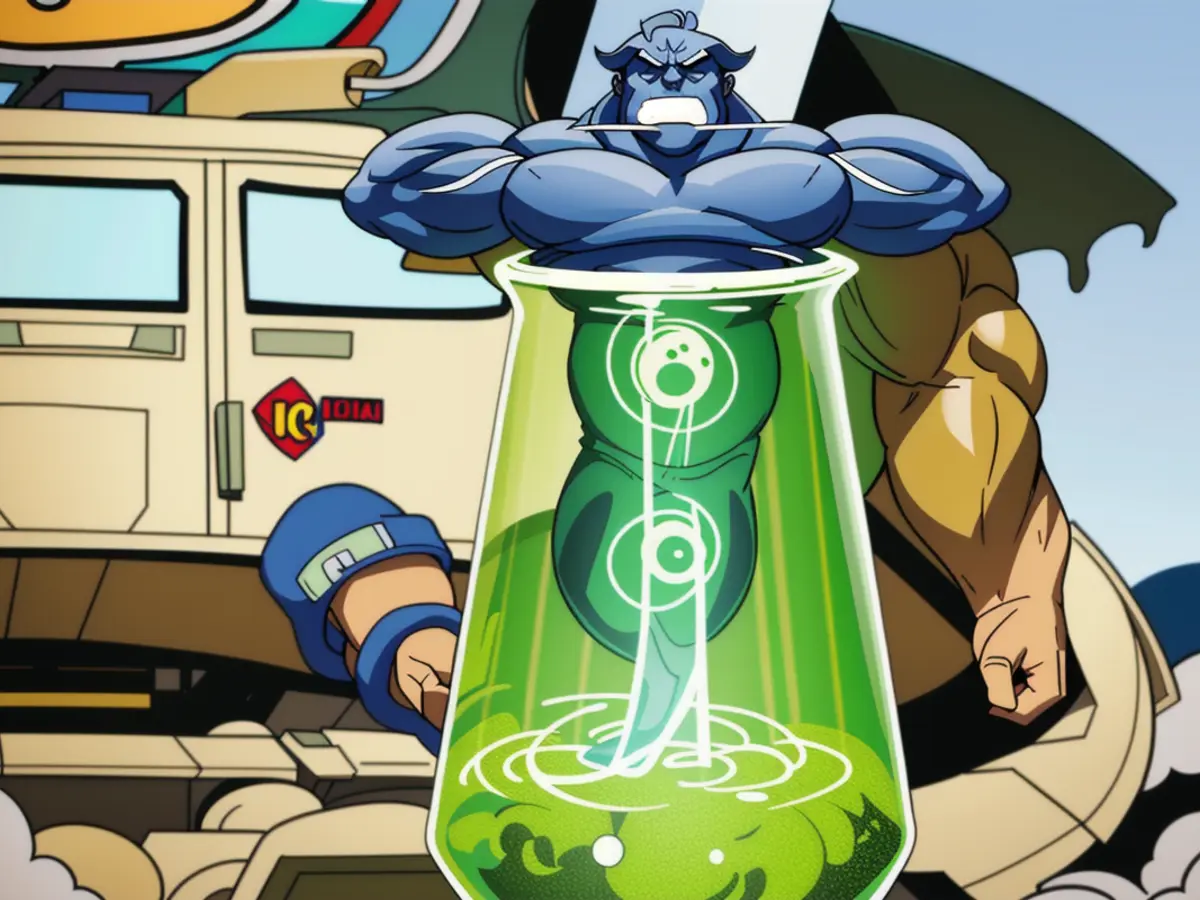Unidentified object resembling a UFO emits green light, sports cow-shaped paperclip adornment at the zenith