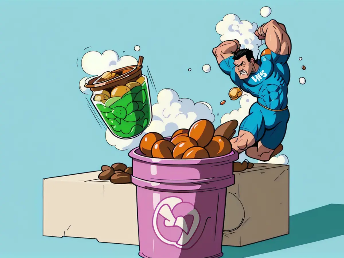 Three containers packed with creamy peanut butter