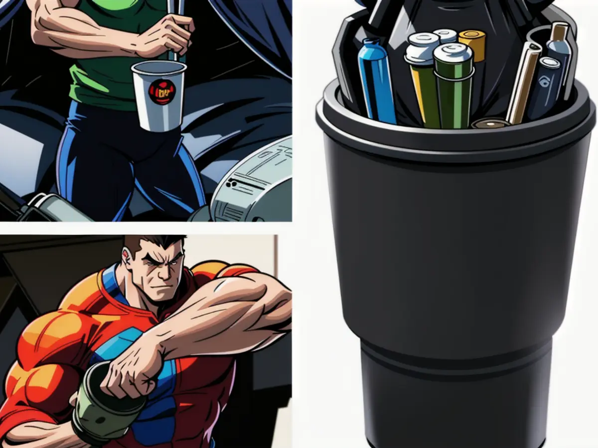 Compact Waste Bin Fitting within Car Cup Holder