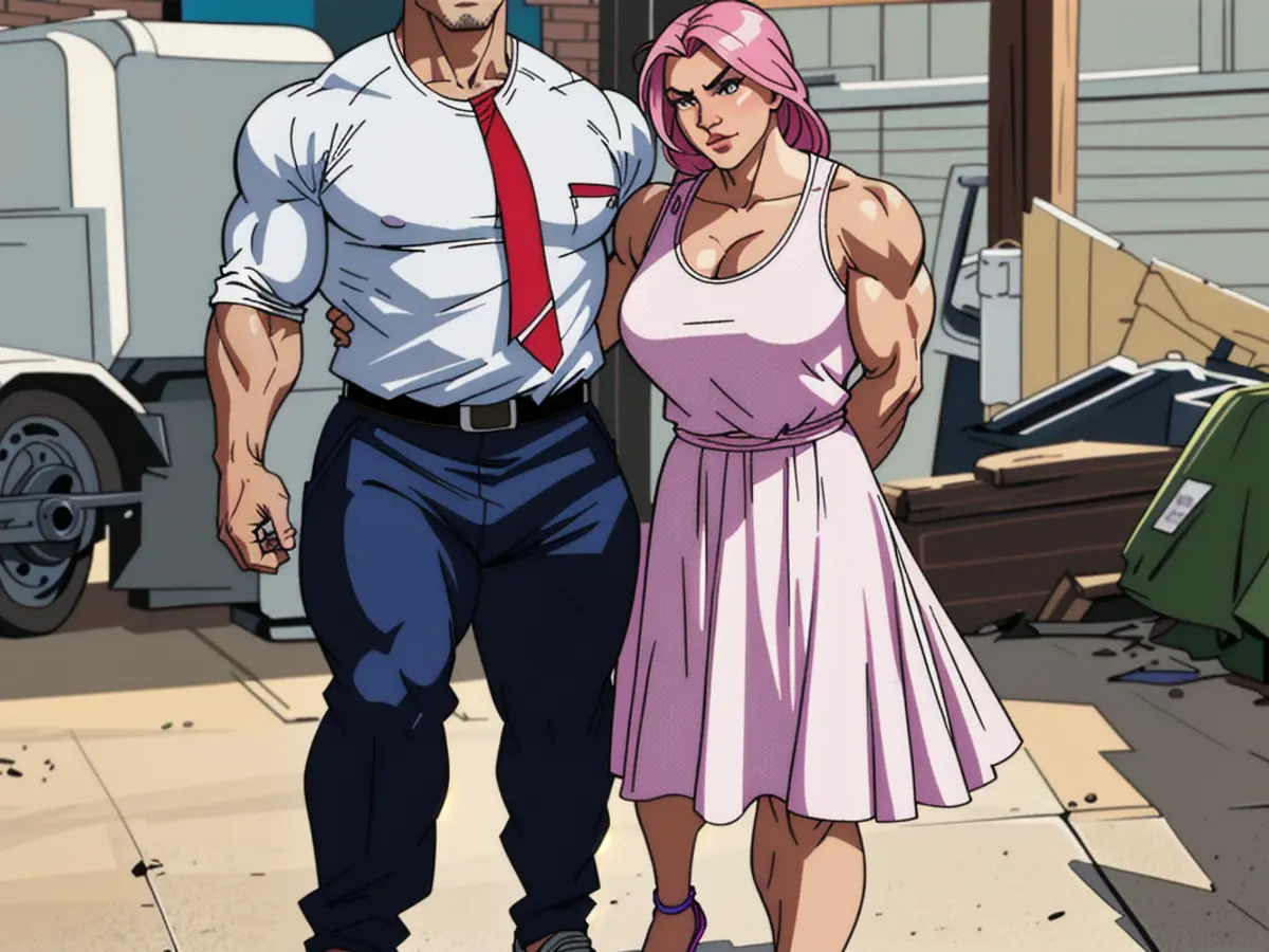 Evaluator donned a stylish pink-and-white wrap garment for the assessment Individual critiquing, attired in a striking pink and white dress wrapped style.