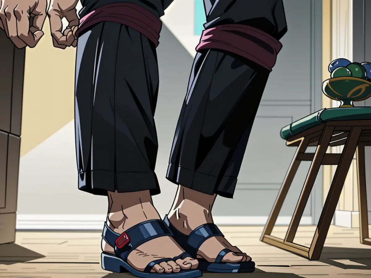 Image of Black Dr. Martens Sandals Worn by a Black Reviewer Image showcasing black Doc Martens sandals worn by a dark-skinned individual.