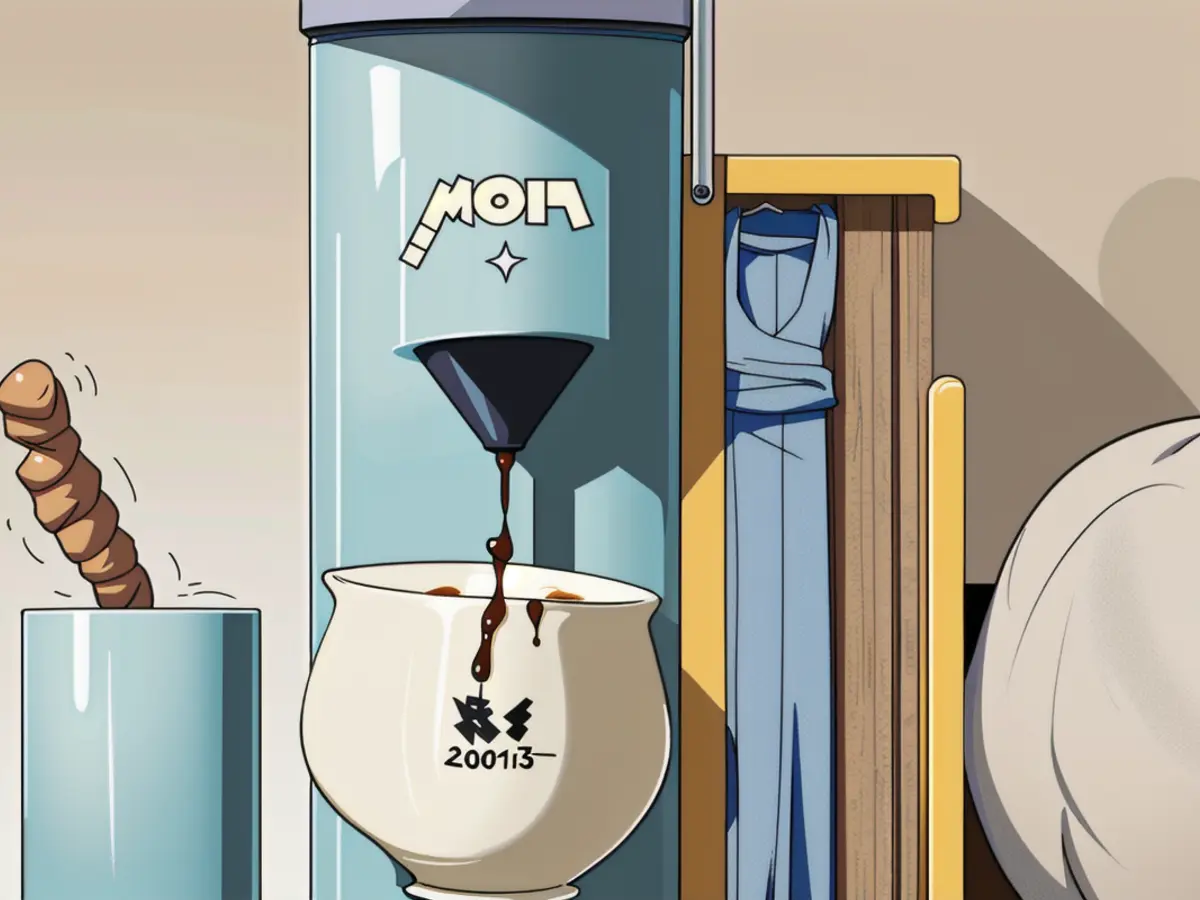 A compact, individual coffee brewer featuring a blue color scheme.