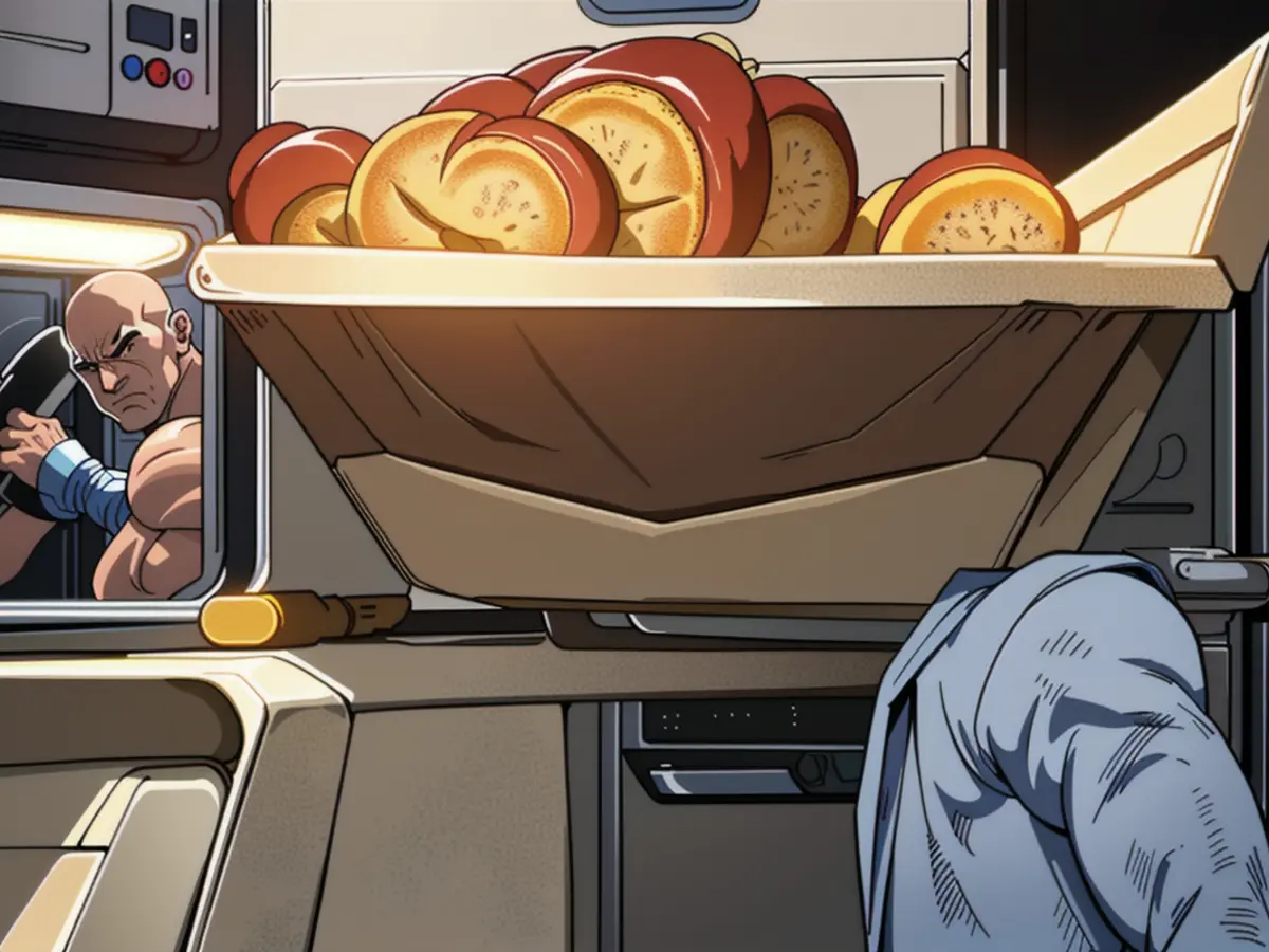 Individual attempting to bake bread inside a toaster oven An individual preparing a loaf inside a toaster oven.
