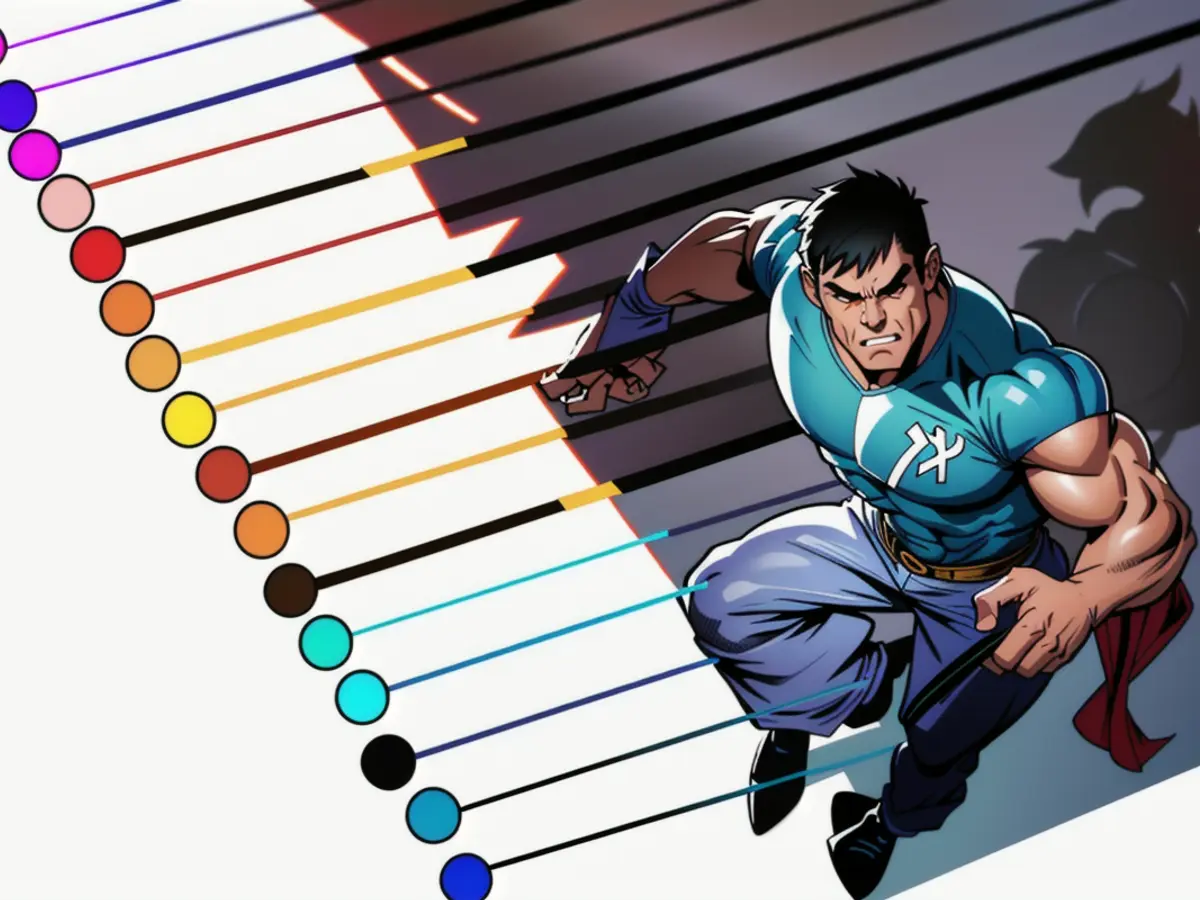 Gadgets comprising eighteen color-coded tipped pens