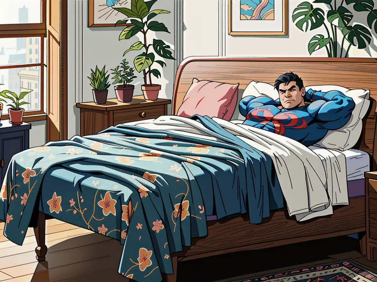 Spacious bedroom boasting patterned linens, contemporary ornaments, and potted vegetation; ample window allowing for influx of daylight, cultivating a tranquil ambiance. Room boasting patterned bedding, contemporary decor elements, and various potted plants, illuminated by a vast window, offering a tranquil setting.