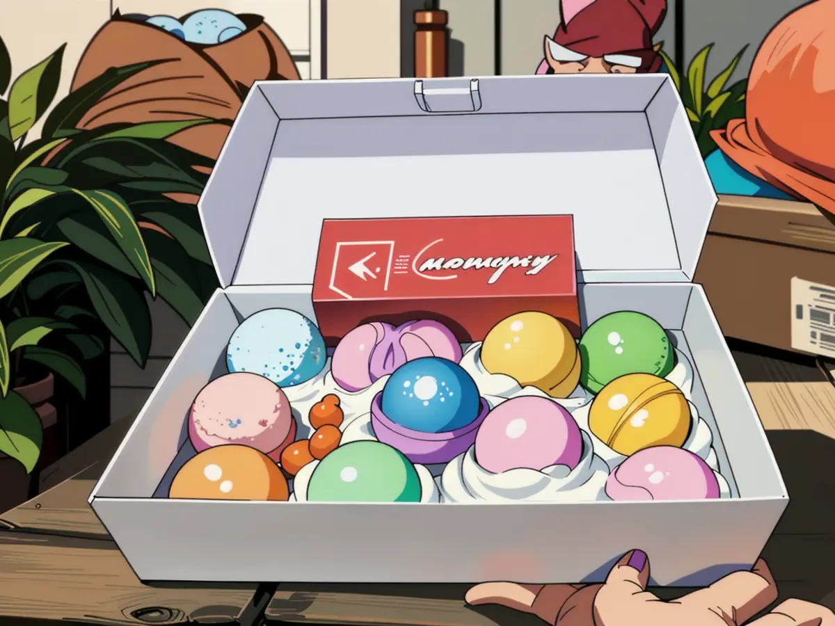 Aesthetically pleasing, fragranced bath fizzers nestled in packaging Varied aroma bath bombs housed within a container