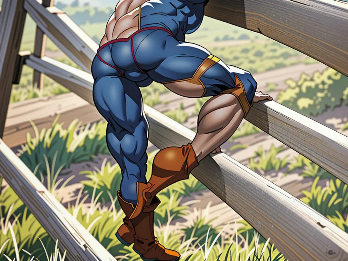 Person spotted donning brown Chelsea boots and denim trousers atop a wooden barrier. Individual sporting tan Chelsea boots and jeans casually perched on a wooden fence.