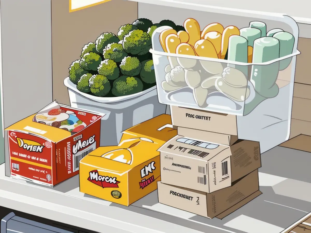 Containers emptied of provisions, now void, line the pantry shelves. Food-stuffed containers cleared from pantry shelves in storage rooms