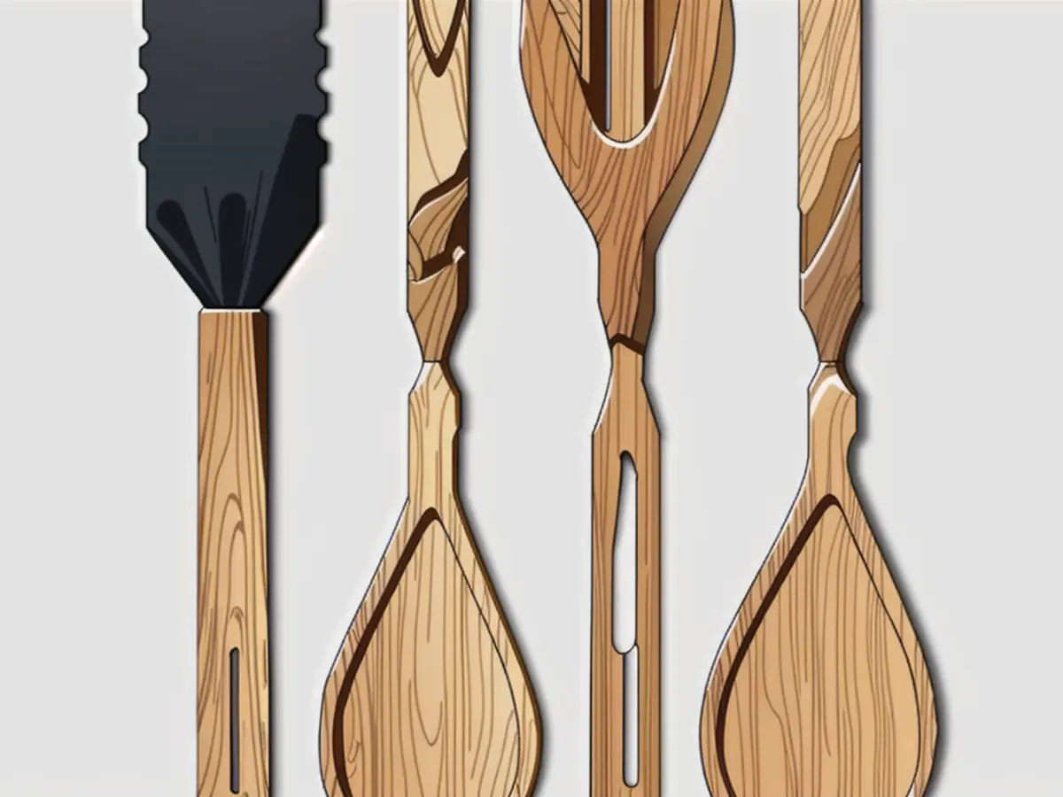 Four wooden culinary tools Four pieces of wooden cooking tools