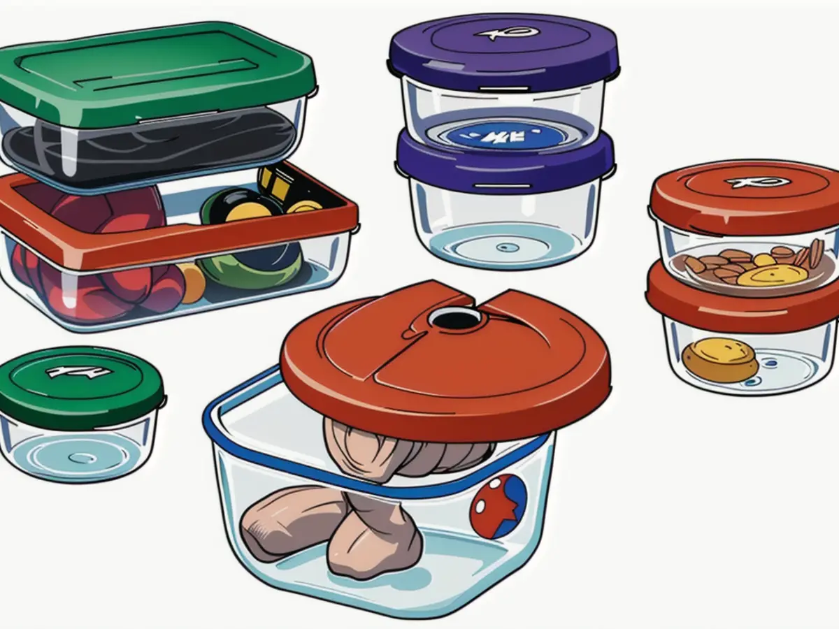Bright, colorful food storage containers in a set of nine pieces