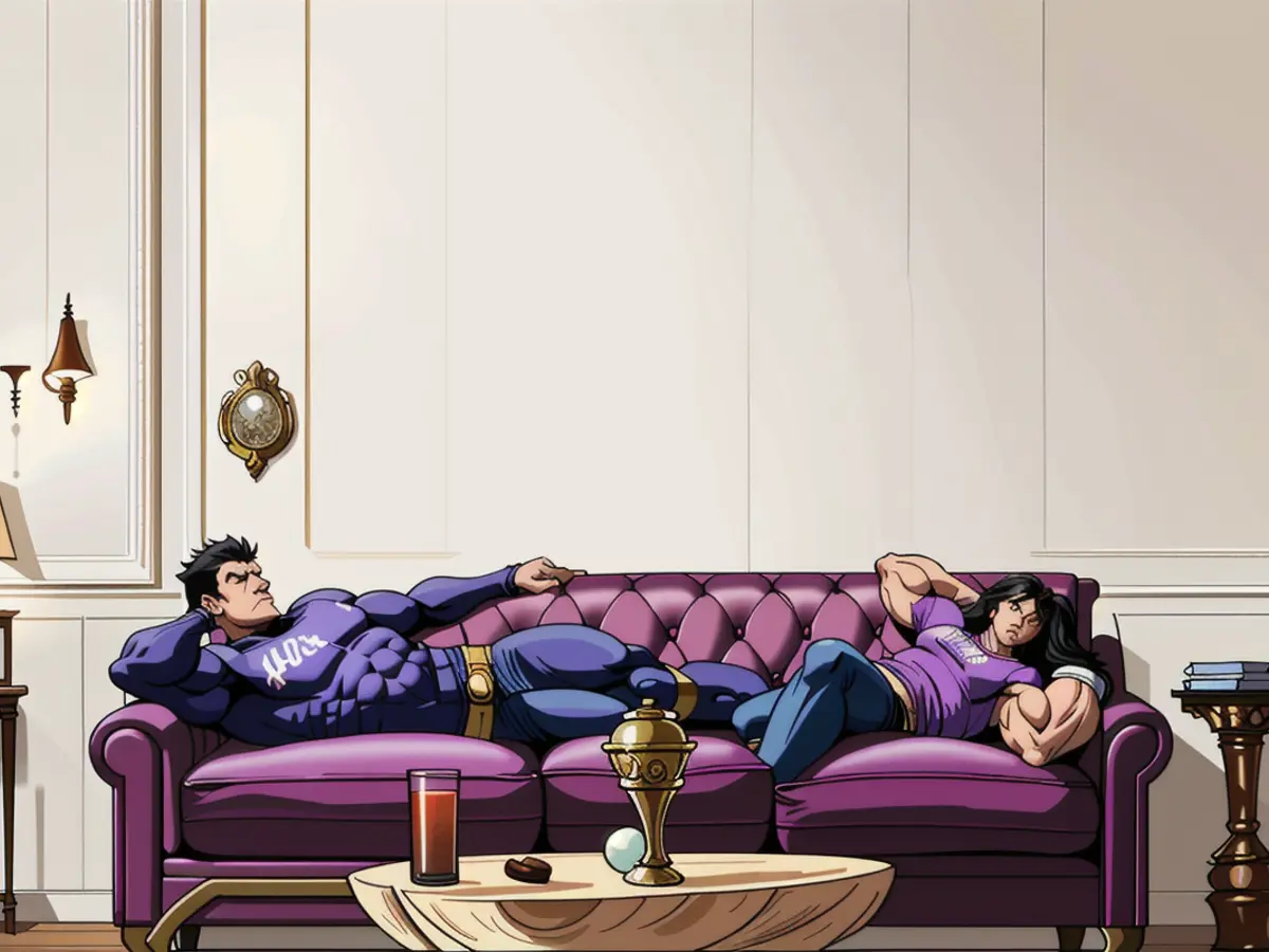 Purple couch flanked by two globe-shaped lamps on each side Two large globe sconces flank a plush purple couch
